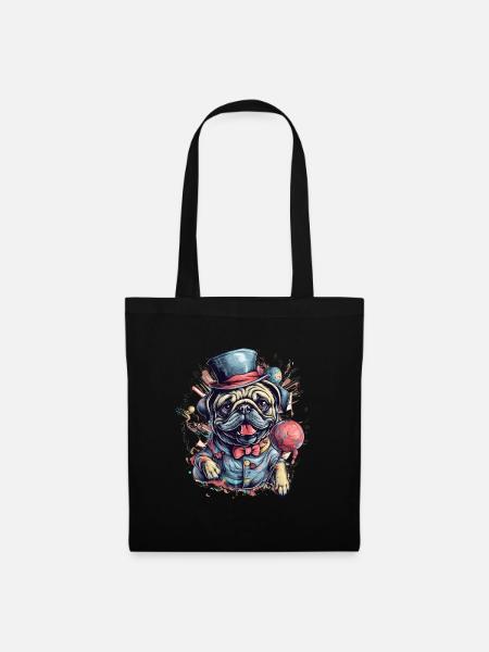 Cute Pug Little Dog - Stoffbeutel - Schwarz