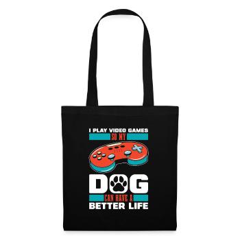 Chien de jeu Gamer - Sac en tissu - noir - Devant