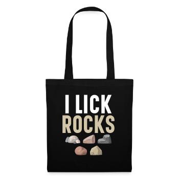 Je lèche les roches, la géologie, le lévrier, la collecte de pierres - Sac en tissu - noir - Devant