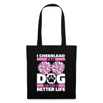 Cheerleader Cheerleading Hund - Stoffbeutel - Schwarz - Vorne