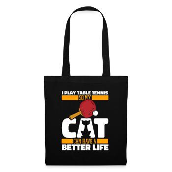Table Tennis Ping-Pong Cat - Tote Bag - black - Front