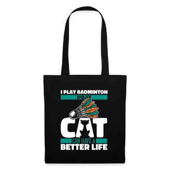 Badminton badminton cat - Tote Bag - black - Front