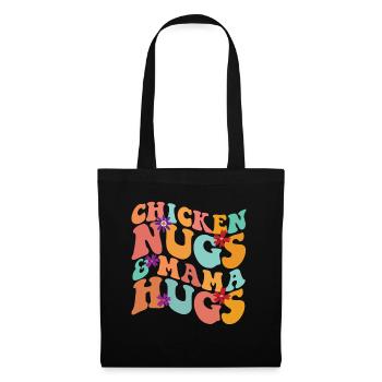 H�hnerfl�sse und Mama Umarmungen Retro -H�hnernugg - Stoffbeutel - Schwarz - Vorne