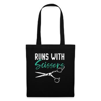 Runs with scissors barbershop hair clipper barber - Tote Bag - black - Front