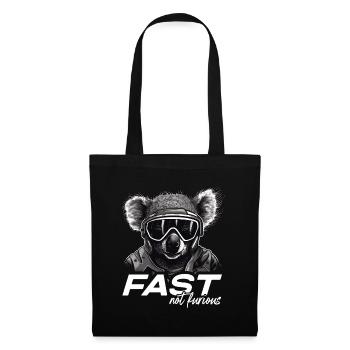 Fast Not Furious Koala Bär - Stoffbeutel - Schwarz - Vorne