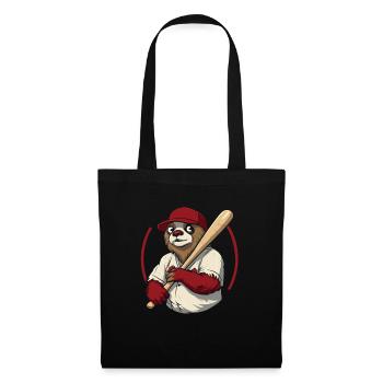 Faultier Niedlich Faultier Baseball - Stoffbeutel - Schwarz - Vorne