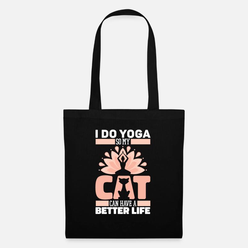 Yoga Katze - Stoffbeutel - Schwarz