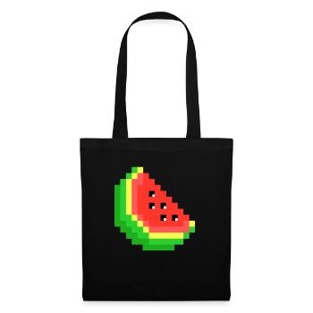 Wassermelonenpixel Retro 8-Bit Liebe Wassermelone - Stoffbeutel - Schwarz - Vorne