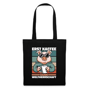 Schwein Schweinebauer Kaffee - Stoffbeutel - Schwarz - Vorne
