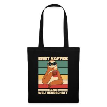 Faultier Kaffee - Stoffbeutel - Schwarz - Vorne