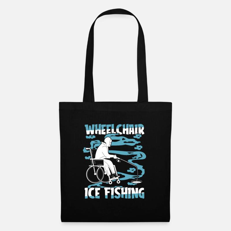 Eisfischen Eisangeln Rollstuhl - Stoffbeutel - Schwarz
