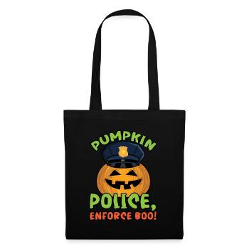 Police de la citrouille, appliquez Boo! Policier Halloween - Sac en tissu - noir - Devant