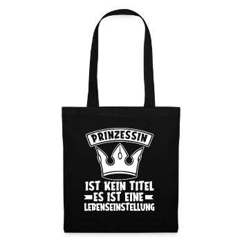 Prinzessin Krone - Stoffbeutel - Schwarz - Vorne
