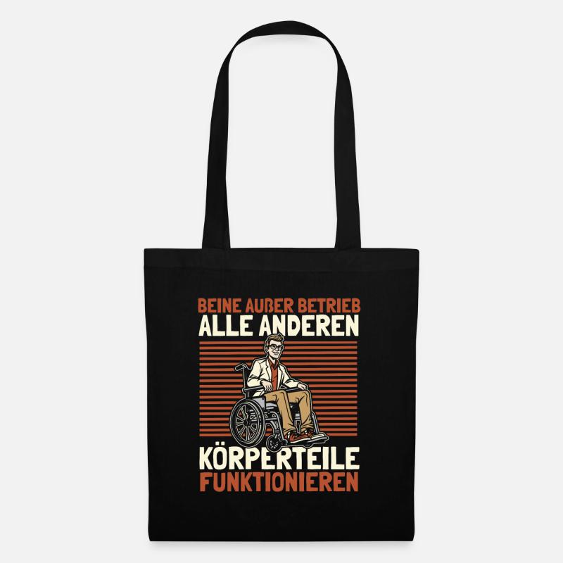 Rollstuhl Rollstuhlfahrer - Stoffbeutel - Schwarz
