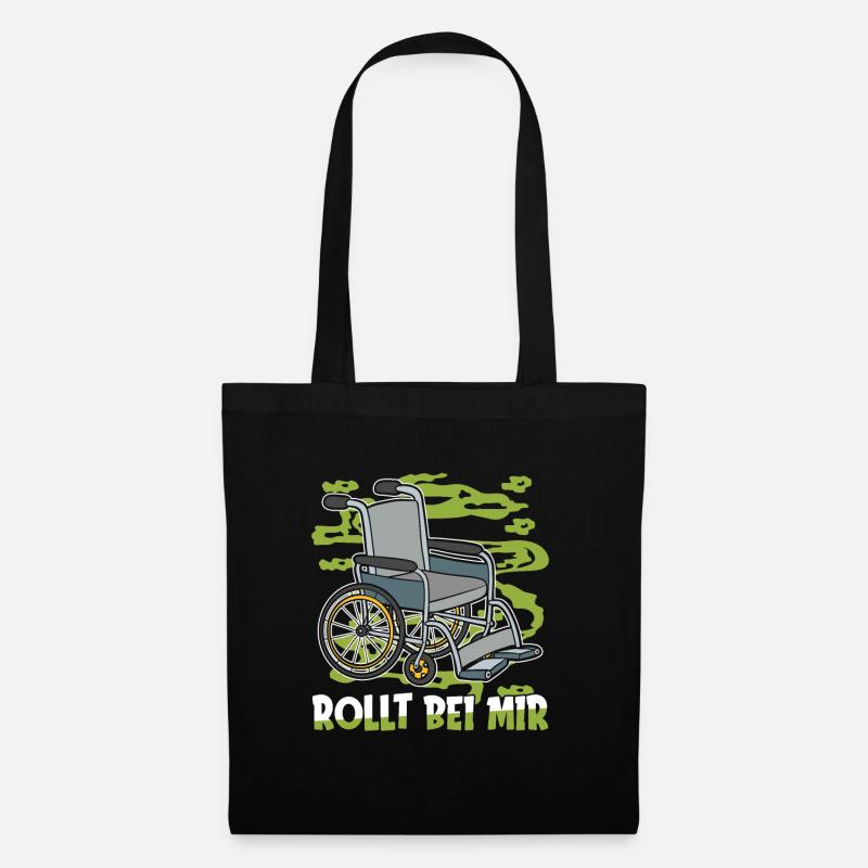 Rollstuhl Rollstuhlfahrer - Stoffbeutel - Schwarz