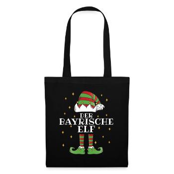 Der Bayrische Elf - Familien Weihnachtsoutfit - Stoffbeutel - Schwarz - Vorne