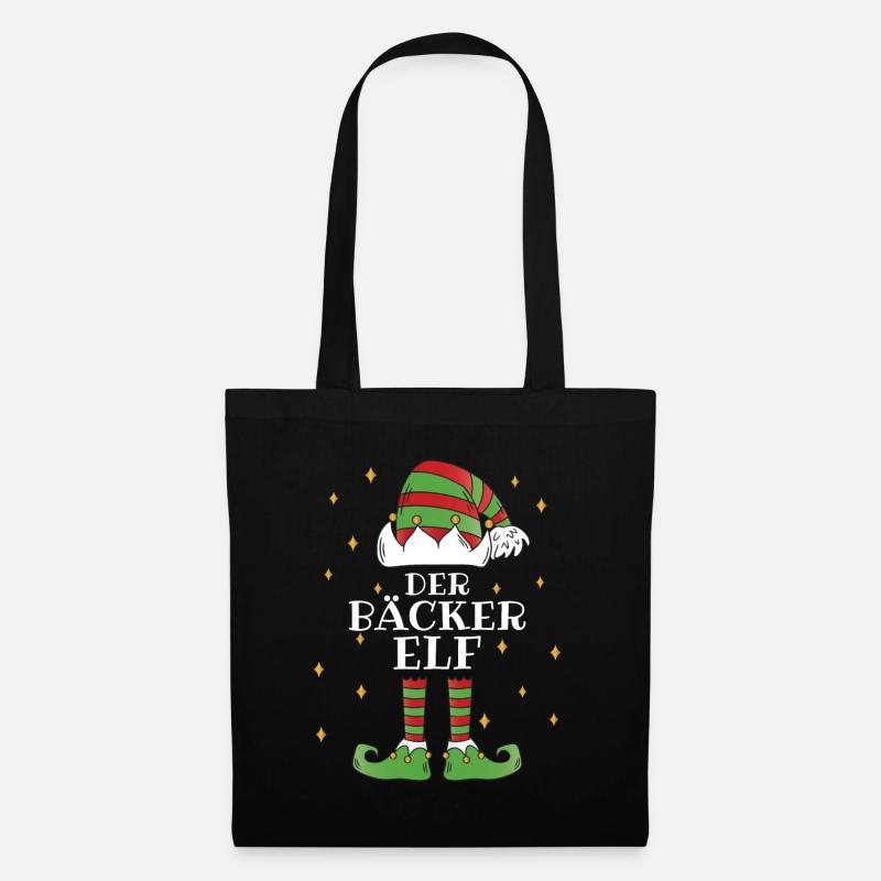Der Bäcker Elf - Familien Weihnachtsoutfit - Stoffbeutel - Schwarz