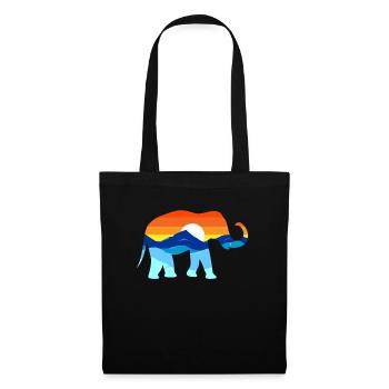 Camping -Wandern Retro Mountains Outdoor Elephant - Stoffbeutel - Schwarz - Vorne