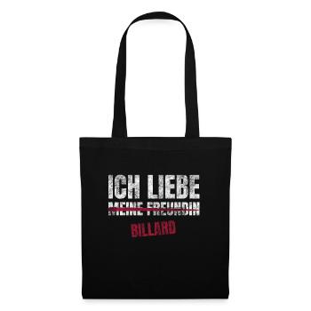 Billard Ich Liebe Zeitvertreib Hobby - Stoffbeutel - Schwarz - Vorne