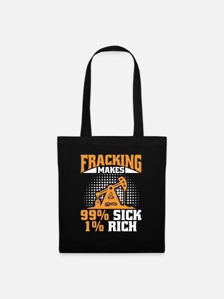 Ölfeld Bohrinsel Fracking - Stoffbeutel - Schwarz