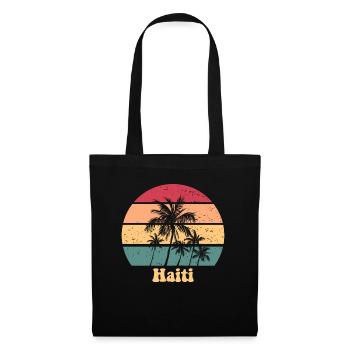 Haiti Retro Sunset Proter Haitian Haiti Urlaub - Stoffbeutel - Schwarz - Vorne