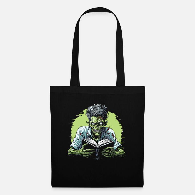 Buch Leseratte Bücherwurm Zombie - Stoffbeutel - Schwarz