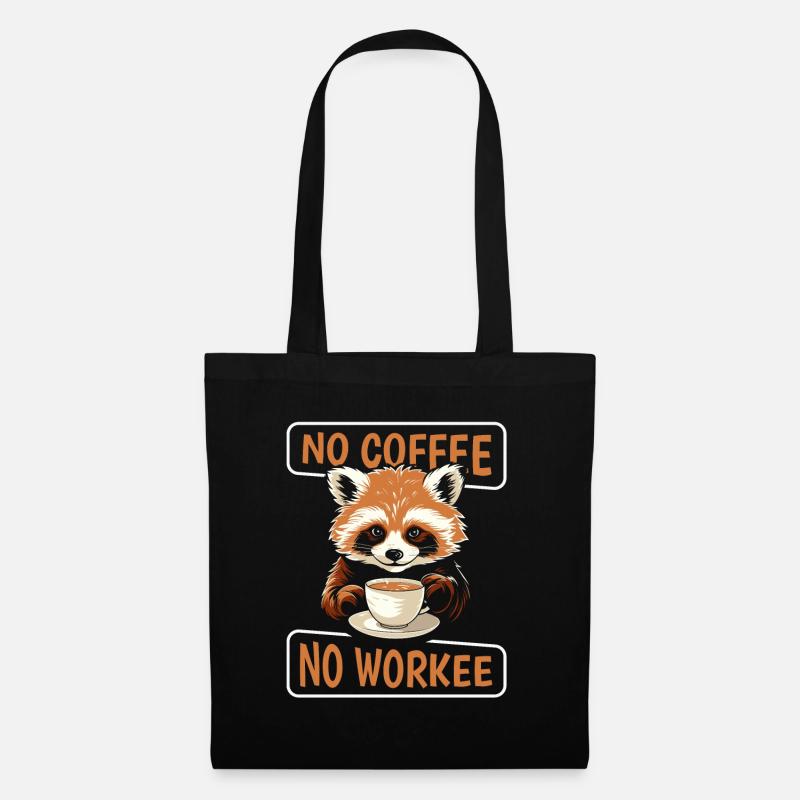 Café Café Panda roux Pas de café pas de Workee - Sac en tissu - noir