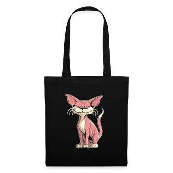 Chat Sphynx Drôle - Sac en tissu - noir - Devant