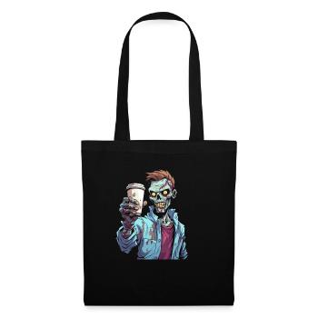 Kaffee Cafe Halloween Zombie - Stoffbeutel - Schwarz - Vorne