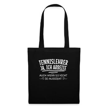 Tennislehrer Sport Tennis Training Bewegung - Stoffbeutel - Schwarz - Vorne