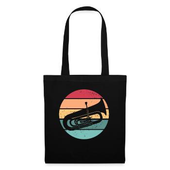 Tuba Retro Sunset Jazz Tuba Player School BandHorn - Stoffbeutel - Schwarz - Vorne