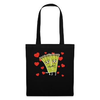 Cute Asparagus Couple Hugging Asparagus Lovers - Stoffbeutel - Schwarz - Vorne