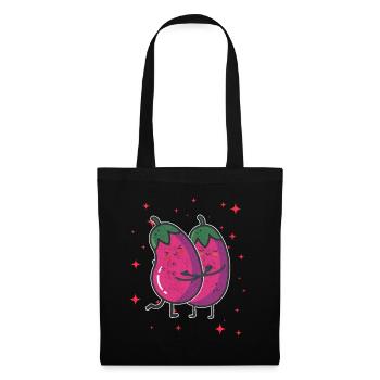 Cute Eggplant Couple Hugging Eggplant Fruit - Stoffbeutel - Schwarz - Vorne