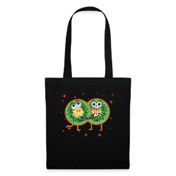 Cute Kiwi Couple Hugging Kiwi Fruit Lovers - Stoffbeutel - Schwarz - Vorne