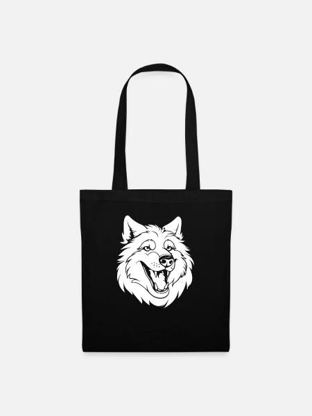 Wolf Lächelnd - Stoffbeutel - Schwarz