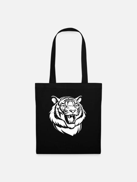 Tiger Lächelnd - Stoffbeutel - Schwarz