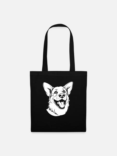 Schäferhund Lächelnd - Stoffbeutel - Schwarz