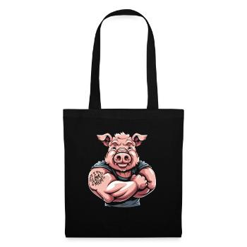 Schwein Schweinebauer Mutter I Love Mom - Stoffbeutel - Schwarz - Vorne