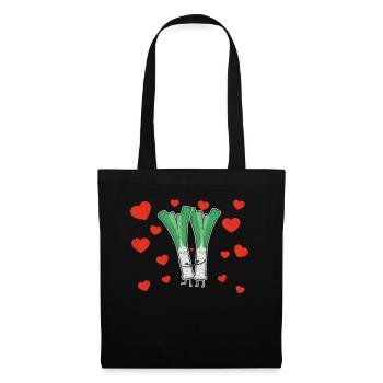 Couple de poireaux mignon étreignant les amateurs de légumes de poireaux - Sac en tissu - noir - Devant