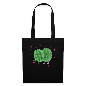Cute Melon Couple Hugging Melon Fruit Lovers - Stoffbeutel - Schwarz - Vorne