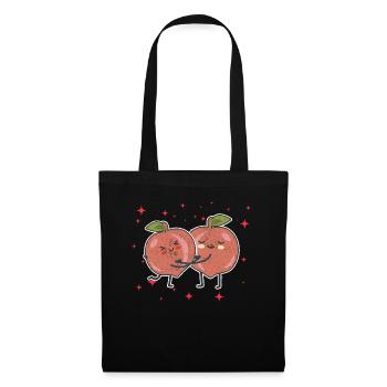 Cute Peach Couple Hugging Peach Fruit Lovers - Stoffbeutel - Schwarz - Vorne