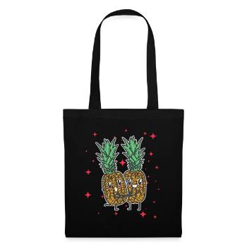 Cute Pineapple Couple Hugging Pineapple Fruit - Stoffbeutel - Schwarz - Vorne