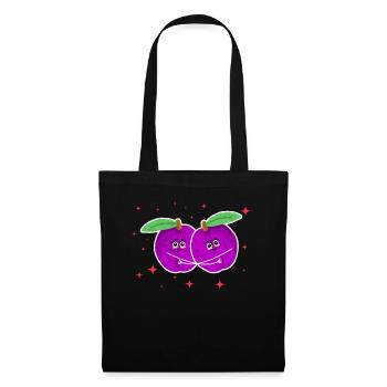 Cute Plum Couple Hugging Plum Fruit Lovers - Stoffbeutel - Schwarz - Vorne