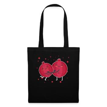 Cute Pomegranate Couple Hugging Pomegranate Fruit - Stoffbeutel - Schwarz - Vorne