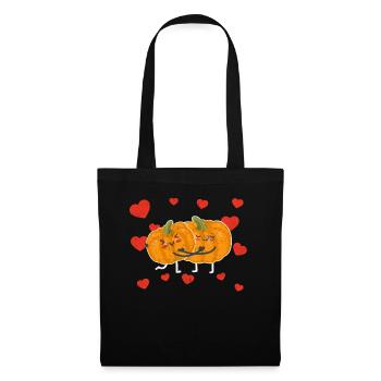 Cute Pumpkin Couple Hugging Pumpkin Fruit Lovers - Stoffbeutel - Schwarz - Vorne