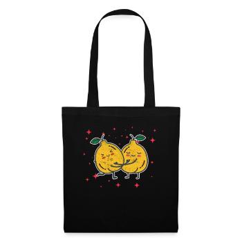 Cute Quince Couple Hugging Quince Fruit Lovers - Tote Bag - black - Front