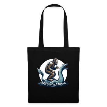Bigfoot Sasquatch chevauchant le monstre du Loch Ness - Sac en tissu - noir - Devant