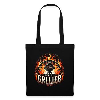 Serien-Griller-Geschenk Vater BBQ-Meister - Stoffbeutel - Schwarz - Vorne