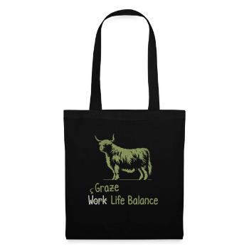 Graze Work Life Balance – Scottish Highland Cow - Tote Bag - black - Front