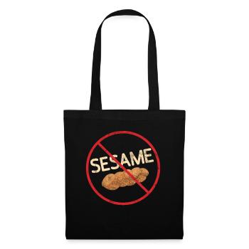 No Sesame Allergy Awareness Warning Allergic - Stoffbeutel - Schwarz - Vorne